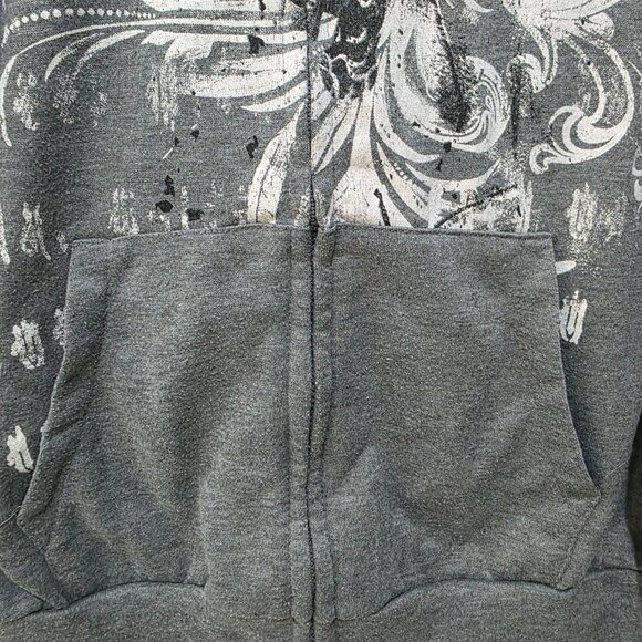 Romwe Grey Zip Up Hoodie with Graphic Print – Women’s Medium - Picture 4 of 10